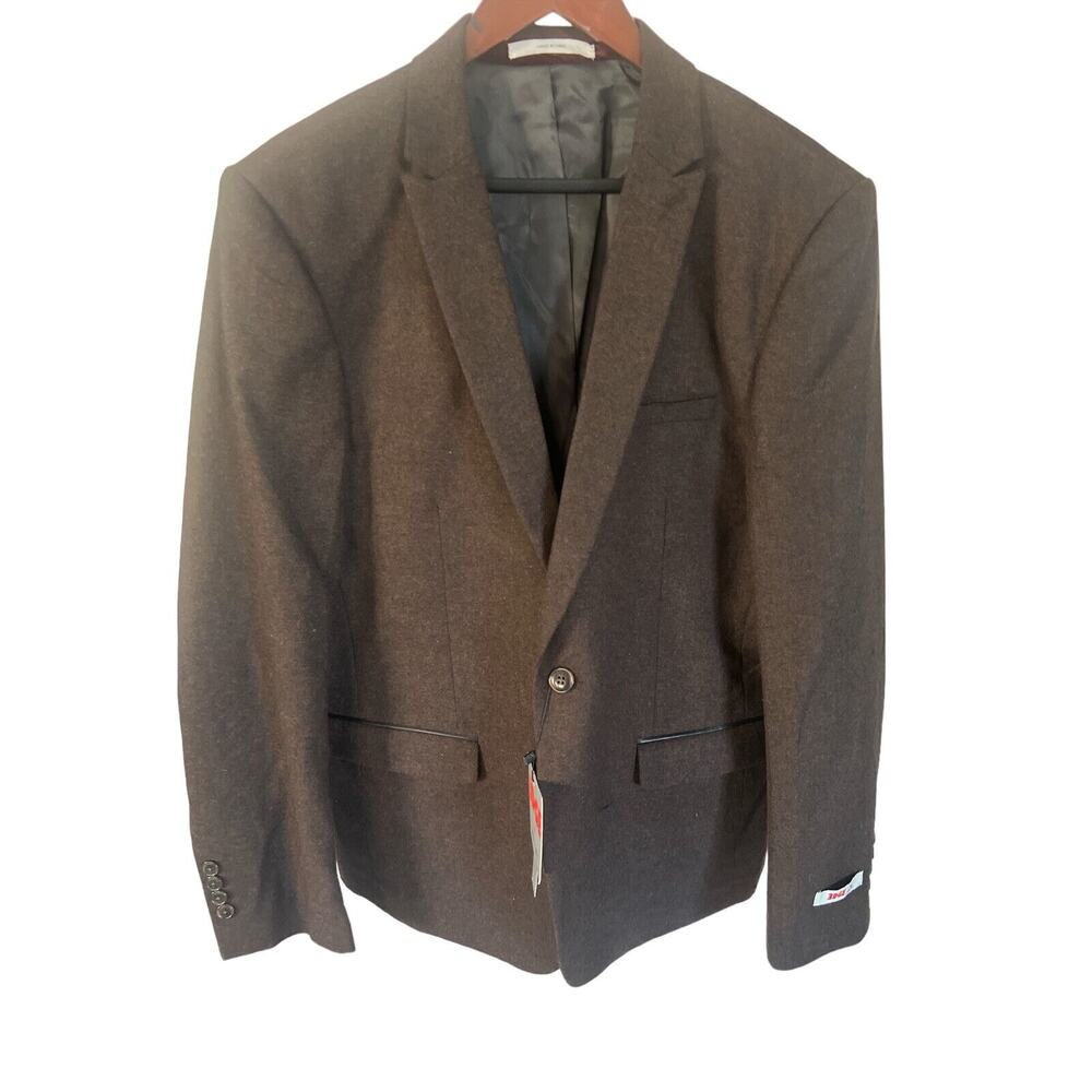 Edge by WD NY Mens Blazer Suit Jacket Brown Tweed Slim Fit One Button Sz L NEW